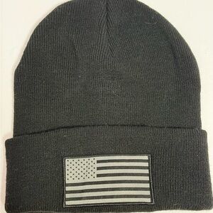 Paramount Black Beanie with American Flag Patch